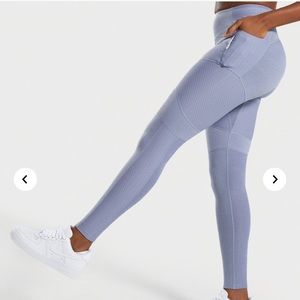 Gymshark true texture leggings; steel blue